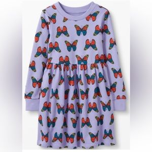 Hanna Anderson Butterfly long sleeve cotton dress sz 8 NEW